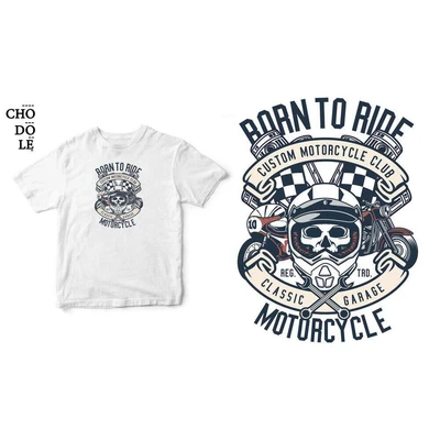 Áo thun ngắn tay unisex Chodole cho cả nam và nữ, chất liệu vải cotton in cotton 100% in hình Born To Ride