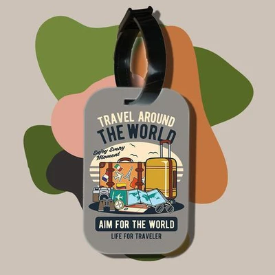 Thẻ hành lý cho túi xách balo du lịch in hình pop culture cartoon series - travel around the world (nhiều màu)