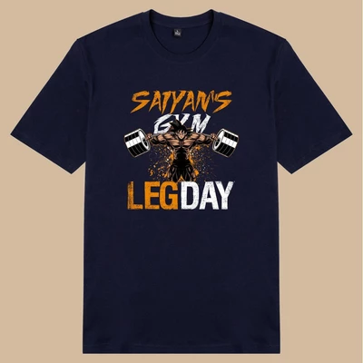 Áo thun ngắn tay unisex Chodole cho cả nam và nữ, chất liệu vải cotton in cotton in hình Dragonball - Saiyan Gym Leg day