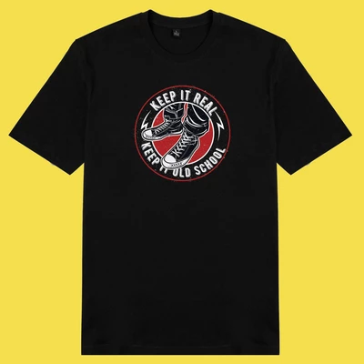 Áo thun cotton 100% in hình Keep it real, keep it old school