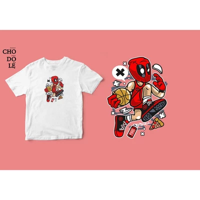 Áo thun unisex cotton 100% in hình Super Heroes Series - Deadpool Basketball (nhiều màu)