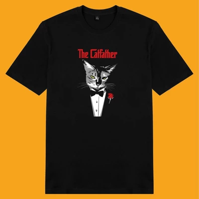 Áo thun unisex áo nam áo nữ cotton in hình thú cưng Cat Lover series - The Catfather