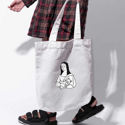 Túi vải tote bag của Chodole chất liệu túi canvas vải bố đẹp in hình độc đáo thú cưng Cat Lovers - Monalisa and Cat