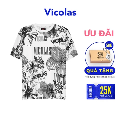 Áo thun in chữ VICOLAS màu trắng - VICOLAS PRINTED TEE SHIRT