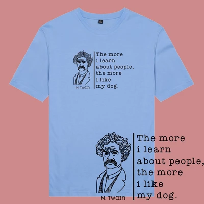 Áo thun unisex cotton in hình Great Author Mark Twain