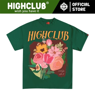 Áo Thun THE FLOWERS Tay Lỡ Unisex Nam/Nữ XANH LÁCổ Tròn - HIGHCLUB Brand Chính Hãng