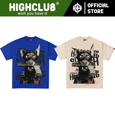 Áo Thun DOG GUN Tay Lỡ Unisex Nam/Nữ BEGIE/BLUE Cổ Tròn - HIGHCLUB Brand Chính Hãng