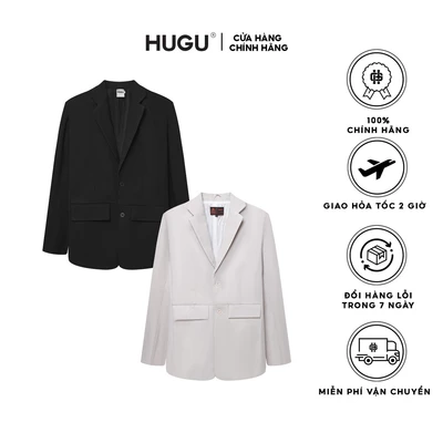 Áo khoác blazer trơn form rộng Basic Blazer HUGU chất vải cao cấp chuẩn form
