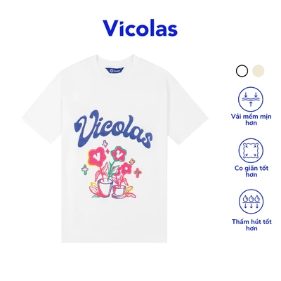 Áo thun unisex Flower Tee cổ tròn vải cotton co giãn thoáng mát - V VICOLAS FLOWER TEE