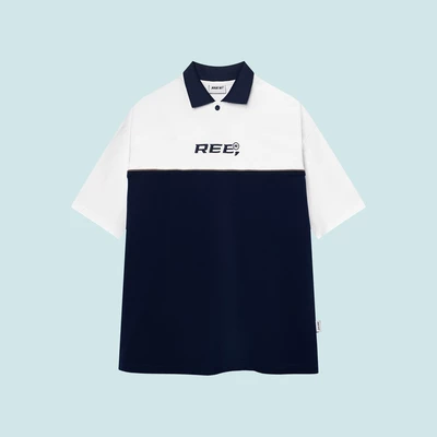 Local Brand Ree - Áo Polo Basic Trắng Phối Navy