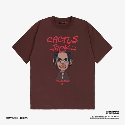 Áo thun Morning Warning Travis Tee Nâu - Áo Thun Unisex Form Rộng Tay Lỡ Oversize Cotton 100% Local Brand