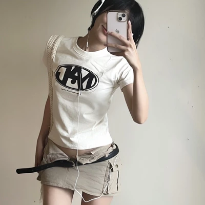 MAHU - ÁO THUN NỮ TAY NGẮN IN LOGO BABY TEE COTTON 2 CHIỀU.