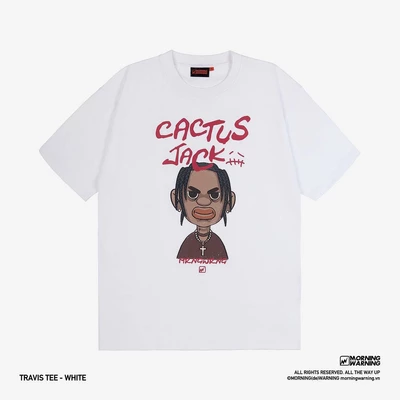Áo thun Morning Warning Travis Tee White - Áo Thun Unisex Form Rộng Tay Lỡ Oversize Cotton 100% Local Brand