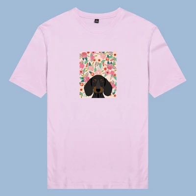 Áo thun ngắn tay unisex Chodole cho cả nam và nữ, chất liệu vải cotton in in hình Pet Lover Corgi - Floral Daschhund