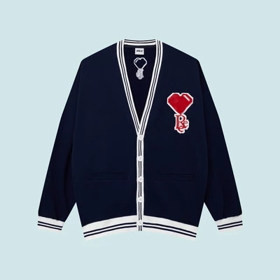 Local Brand Ree - Áo Cardigan Thêu Trái Tim Màu Navy