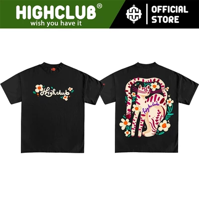Áo Thun HIGHCLUB YOTC 3 Tay Lỡ Unisex Nam/Nữ ĐEN Cổ Tròn - HIGHCLUB Brand Chính Hãng