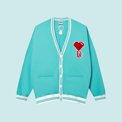 Local Brand Ree - Áo Cardigan Thêu Trái Tim Màu Mint
