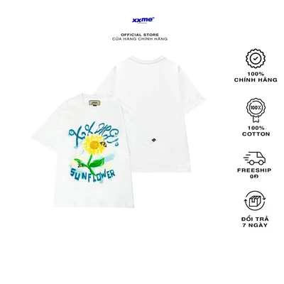 Áo thun tay lỡ nam nữ cotton thoáng mát XXME Sunflower - XXME - Trắng