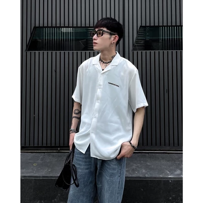 Áo Sơ Mi Lụa UNSOCIAL (Trắng/Đen)