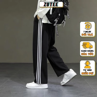 Quần 3 sọc ống rộng unisex ZUTEE quần thể thao nam nữ chất umi thời trang nam