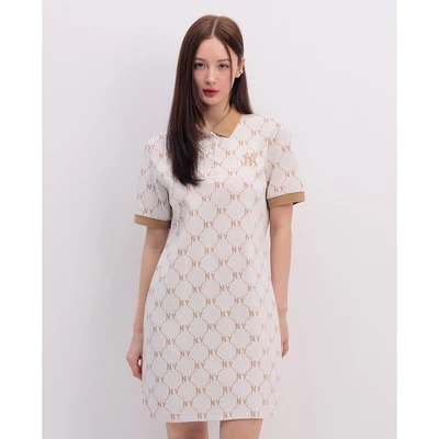 MLB - Đầm polo nữ cổ bẻ tay ngắn mini Diamond Monogram Jacquard Piqué_3FOPM0443-50CRS