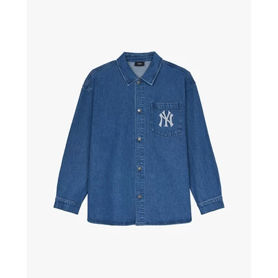 MLB - Áo sơ mi denim unisex cổ bẻ tay dài Logo Coopers Mega_3ADRB0144-50INS