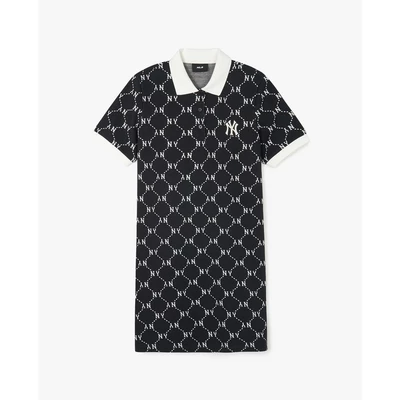 MLB - Đầm polo nữ cổ bẻ tay ngắn mini Diamond Monogram Jacquard Piqué_3FOPM0443-50BKS