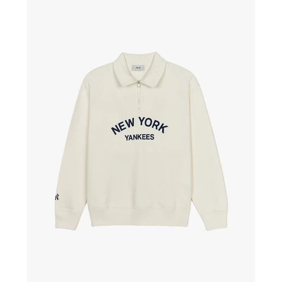 MLB - Áo sweatshirt unisex cổ bẻ tay dài Varsity Lettering_3AMTV0244-50CRS