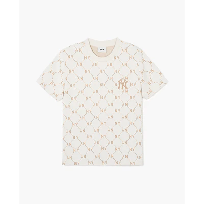 MLB - Áo thun unisex cổ tròn tay ngắn Diamond Monogram Jacquard_3ATSM0143-50CRS