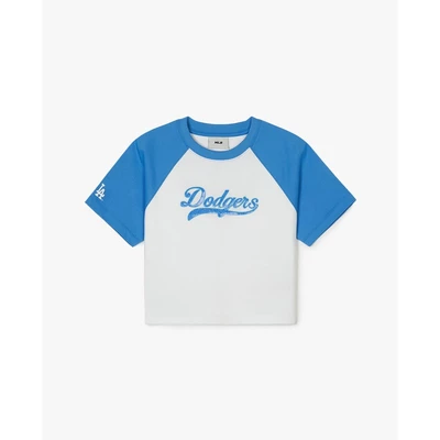 MLB - Áo croptop nữ cổ tròn tay ngắn Varsity Raglan_3FTSV1343-07IVS