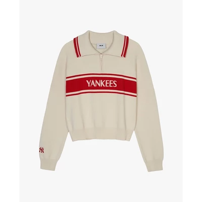 MLB - Áo sweater nữ cổ bẻ tay dài Varsity Sportive_3FKPV0344-50CRD