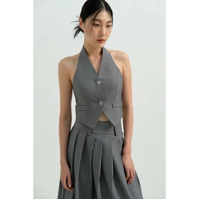 RUBIES Lisa Gile - Áo Kiểu Nữ Vải Cotton Hàn Cổ Yếm Hở Lưng