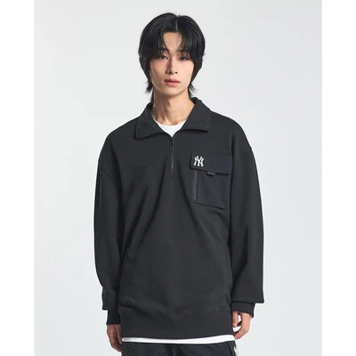MLB - Áo sweatshirt nam cổ bẻ tay dài Basic Gorpcore_3AMTB1144-50BKS