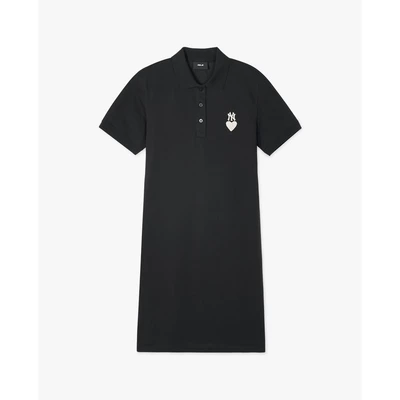MLB - Đầm polo nữ cổ bẻ tay ngắn mini Heart Piqué_3FOPH0143-50BKS