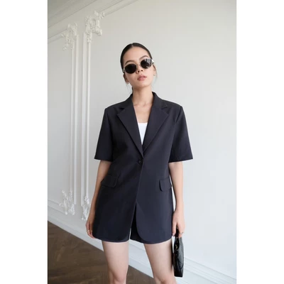 RUBIES Luna Blazer - Áo Khoác Blazer Nữ Dáng Suông Tay Ngắn