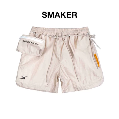 [SMAKER] Quần đùi form ngắn vải nylon màu kem có túi nhỏ đi kèm - SHORT NYLON EXTRA POCKET IN CREAM