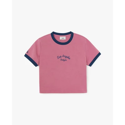 MLB - Áo croptop nữ cổ tròn tay ngắn Varsity Linger Slim_3FTSV0254-07PKP