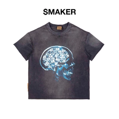 [SMAKER] Áo thun unisex 100% cotton washed màu xám - MONEY IN MY MIND WASHED TEE IN GREY