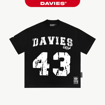 Áo phông nam nữ form rộng DAVIES hoạ tiết hình in lụa phong cách thể thao đường phố 43 Jerseys Tee | D-T35
