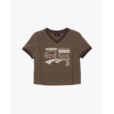 MLB - Áo croptop nữ cổ V tay ngắn Varsity_3FTSV0354-43BRL
