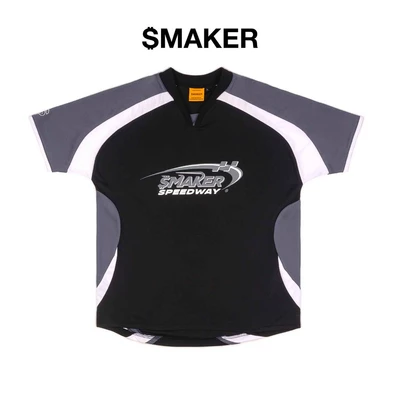 [SMAKER] Áo thun unisex vải mè màu xám đen - $MAKER SPEEDWAY SOCCER JERSEY IN BLACK/GREY