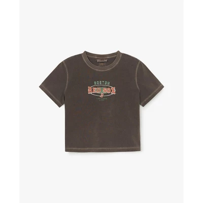 MLB - Áo croptop nữ cổ tròn tay ngắn Varsity Washing Vintage_3FTSV0753-43BRL