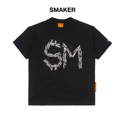 [SMAKER] Áo thun 100% cotton in hình màu đen - CIGAR LOGO TEE IN BLACK