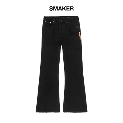 [SMAKER] Quần jean denim đen trơn dài ống loe - FLARE JEANS IN BLACK