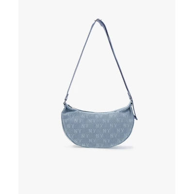 MLB - Túi đeo vai nữ Classic Jacquard Denim Monogram_3ABQMD15N-50BLL