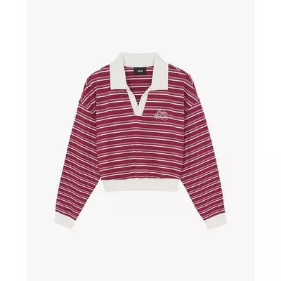 MLB - Áo polo nữ tay dài phối sọc Varsity_3FMTV1361-43WIS