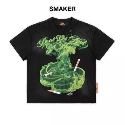[SMAKER] Áo thun 100% cotton washed màu đen form dáng slim fit in hình tàn thuốc - LOGO ASHTRAY WASHED TEE IN BLACK