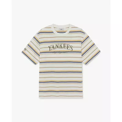 MLB - Áo thun unisex cổ tròn tay ngắn kẻ sọc Sporty_3ATSV0463-50IVS