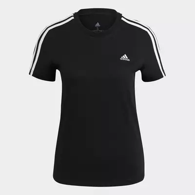 adidas Phong cách sống Áo thun 3 Sọc ôm sát Essentials Nữ Đen GL0784