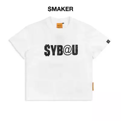 [SMAKER] Áo thun nam nữ unisex 100% cotton form slim fit màu trắng in chữ đen - $YBAU TEE IN WHITE